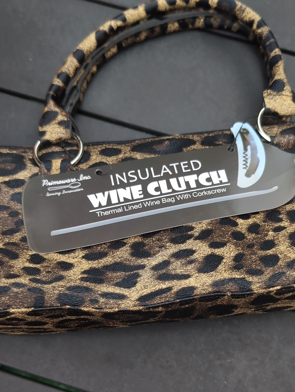 Primeware Insulated Leopard Wine Clutch - Gold/Black